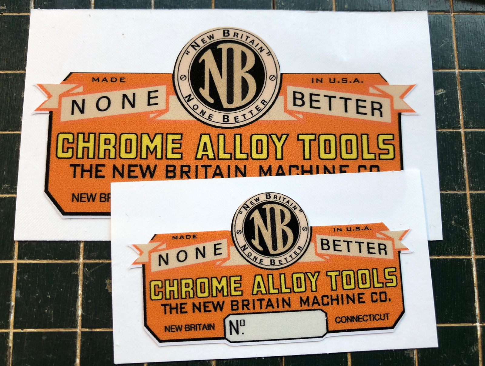 None Better New Britain Chrome Alloy Decal For Antique Tool Box 2” & 3” Set 2