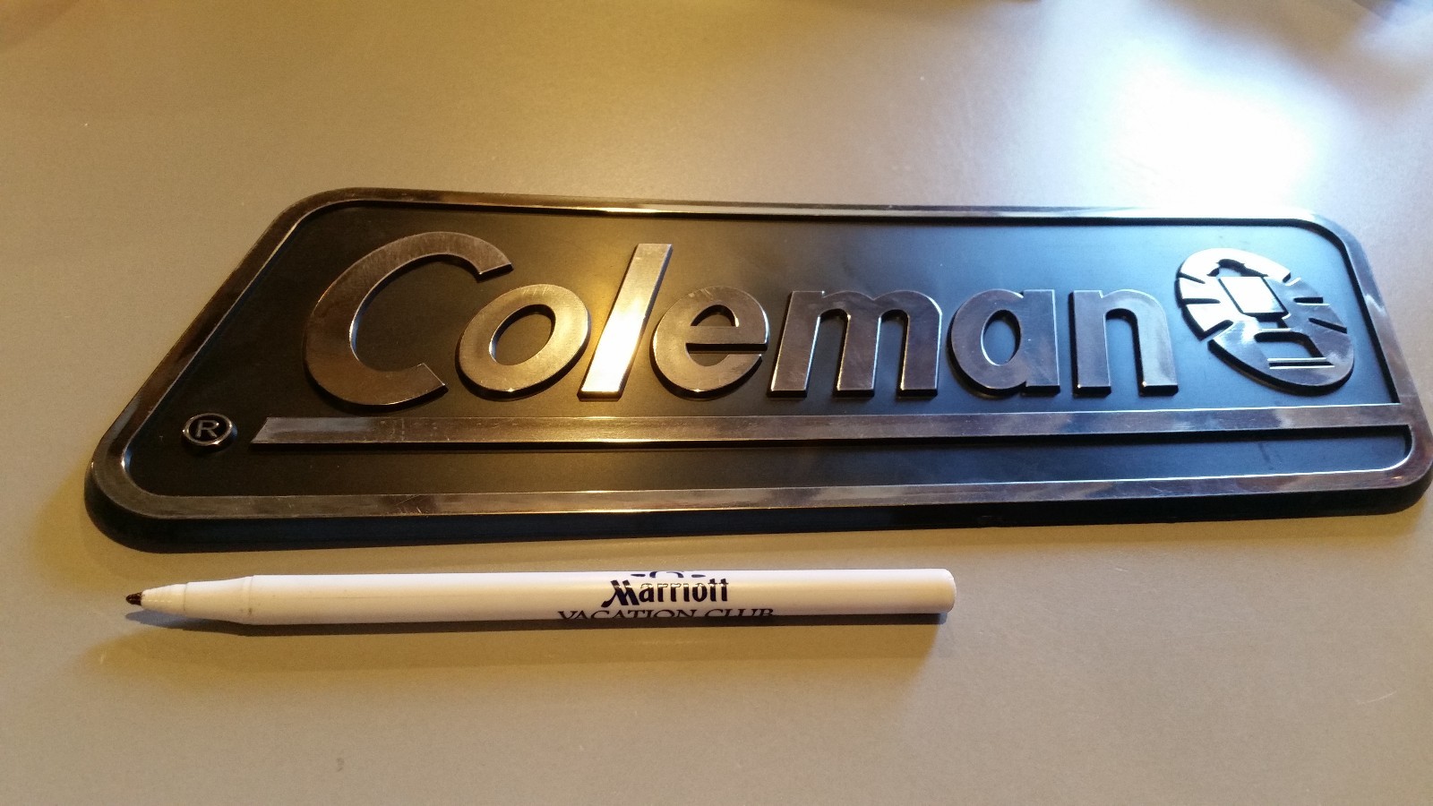 *NEW* COLEMAN Plastic Decal Badge Black Silver RV Camper Trailer 12-1/2″