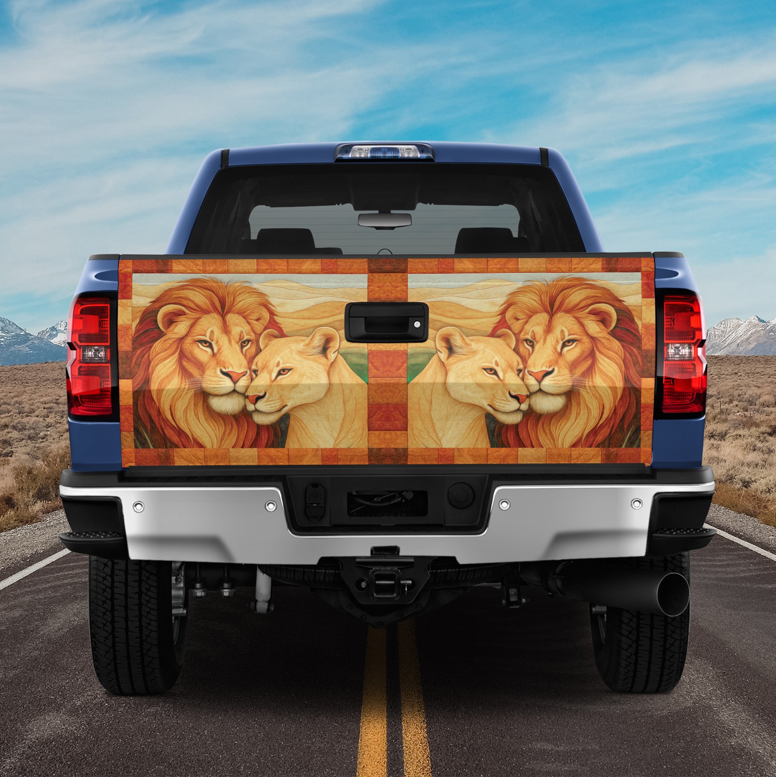 Lion Couple King & Queen Of The Jungle Anniversary Wedding Tailgate Wrap Decal