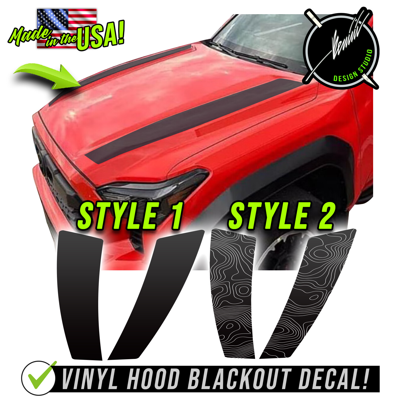 Hood Decal Graphic Racing Stripes Fits 2025 and up Toyota Tacoma 4-Runner TRD