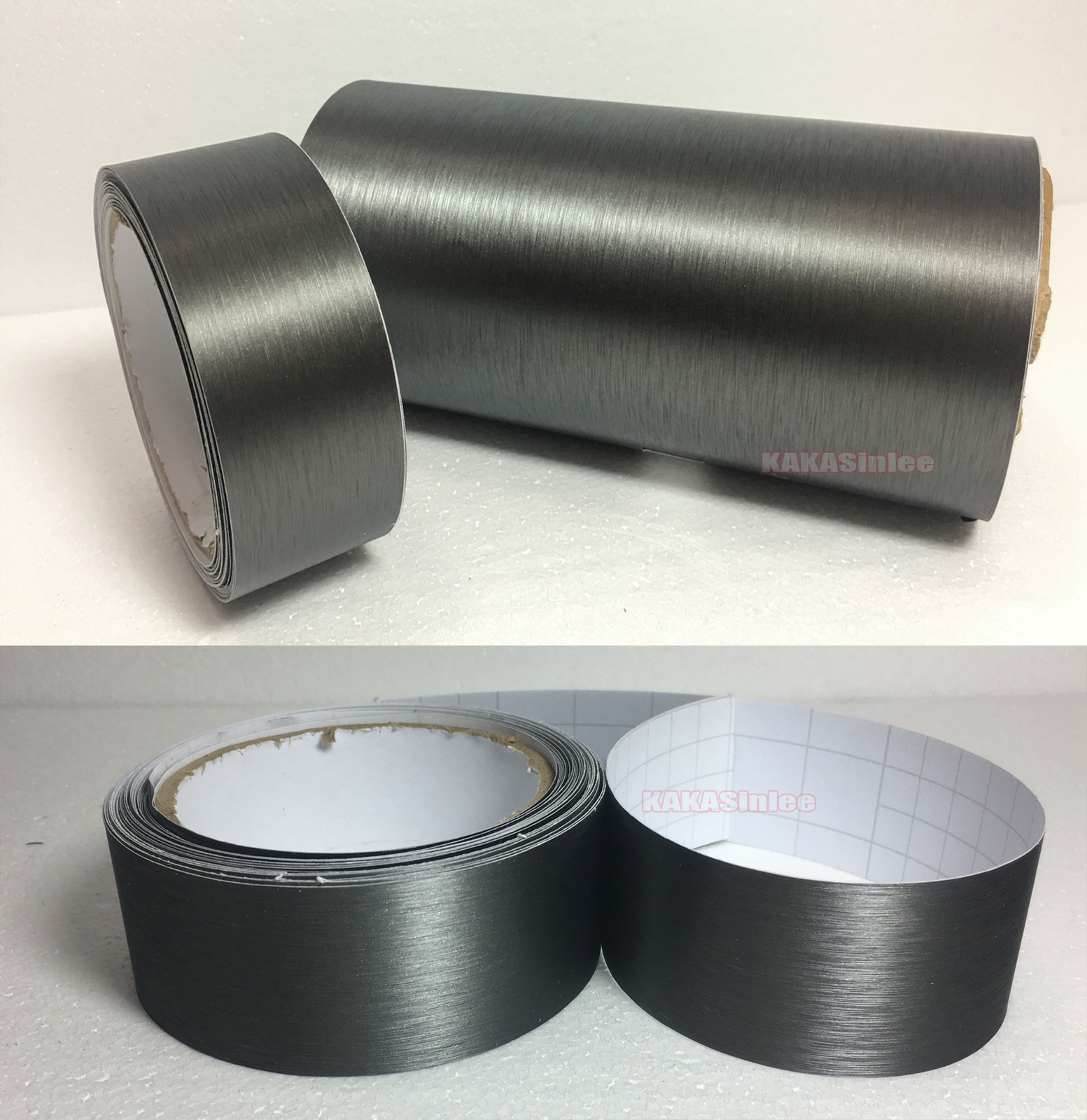 Grey Car House Wall Metal PVC Brushed ALUMINUM Vinyl Wrap Sticker Tape Strips