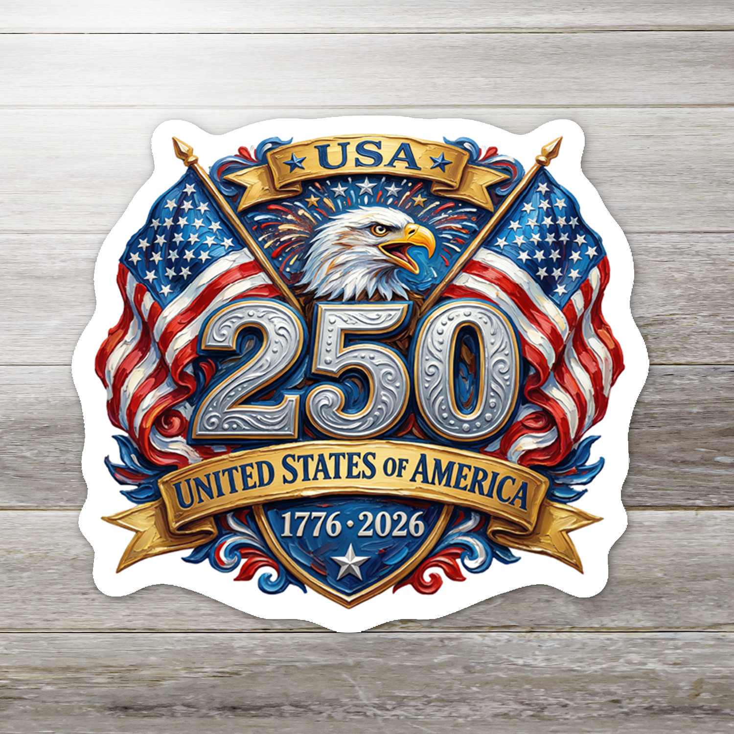 USA 250th Eagle Patriotic Vinyl Sticker American Flag Decal 1776 2026 1.5-15in