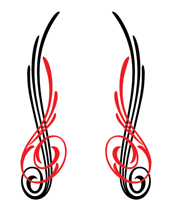Pinstriping Decals – Scroll Pinstriping – 10″ x 3″ – Set of 2 – Free Shipping!
