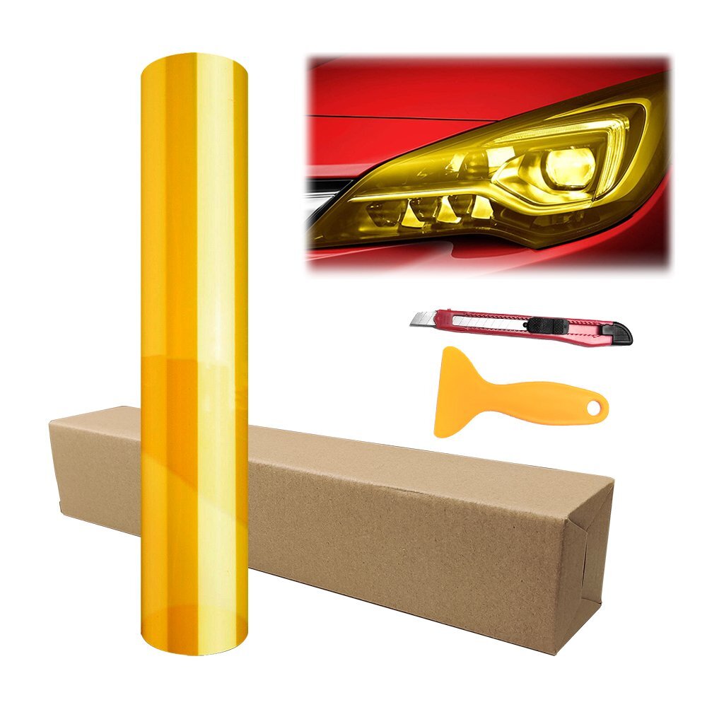 12″X72″ Gloss Tint Headlight Foglight Taillight Vinyl Film Sticker Golden Yellow