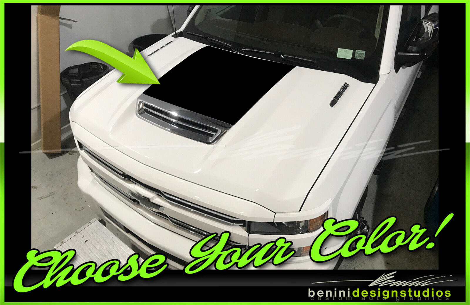 Hood Graphic Stripes Style 1 Fits 2017 Chevy Silverado HD