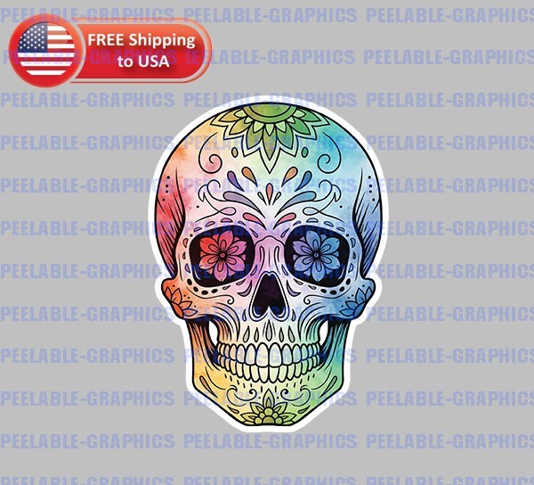 Sugar Skull Dia De Los Muertos Vinyl Decal Sticker Halloween G