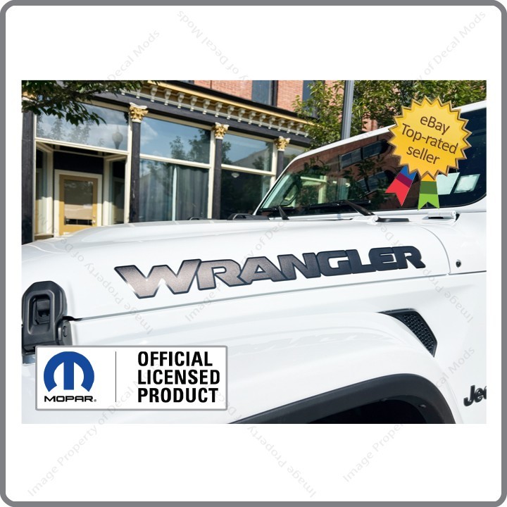 Set of 2 – Jeep WRANGLER JL Hood Decals Stickers UV Gloss and Matte Black UV1R1