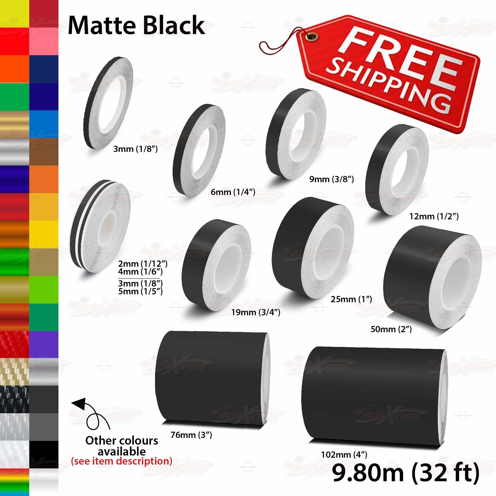 MATTE BLACK Roll PIN STRIPE Body PinStriping Trim Line TAPE Decal Vinyl Stickers