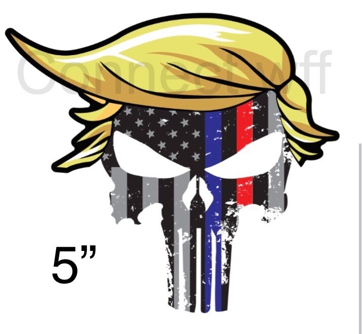 3 Pc Trump Punisher Hair Sticker Thin Blue Red Line Police Fire Vinyl Window Car