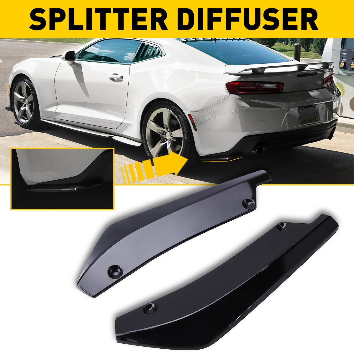 1/2set Universal Car Rear Bumper Lips Side Splitter Canard Diffuser Body Spats J