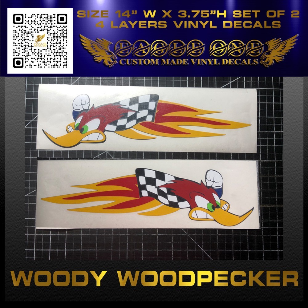 WOODY WOODPECKER 4 LAYERS VINYL DECAL SET OF 2 #431