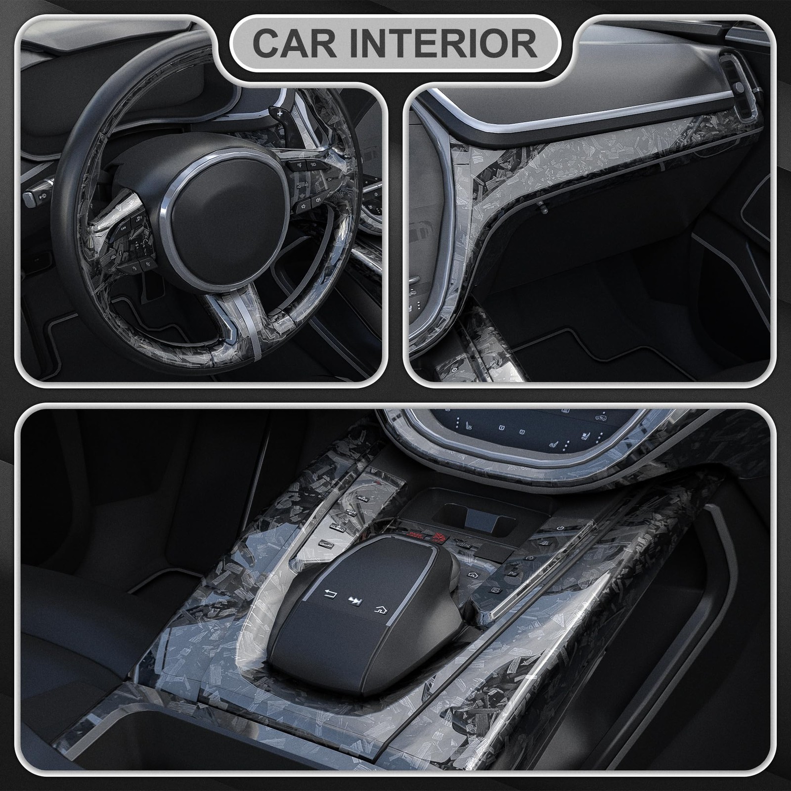 Grey Forged Carbon Fiber Vinyl Wrap 1×5 FT Body Film Air Release Interior DIY