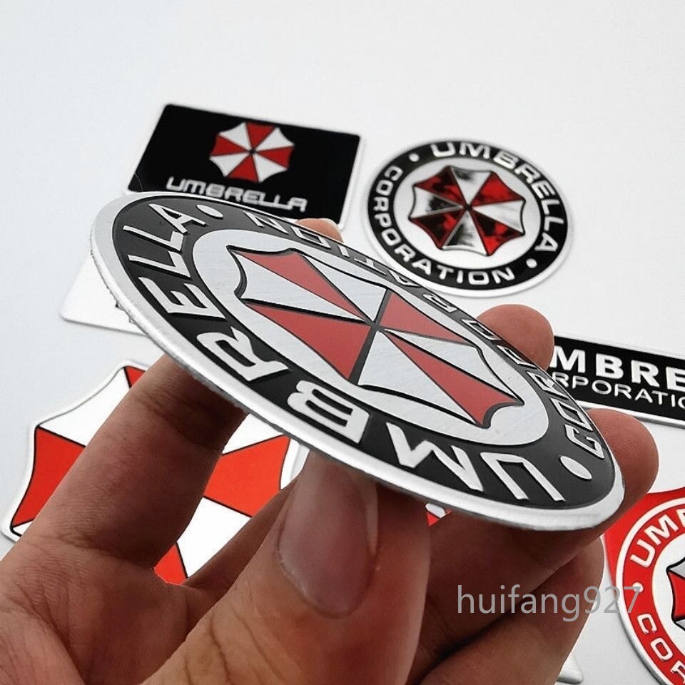 Car Aluminum Rear Trunk Badge Body Emblem Umbrella Decal Resident Evil Sticker