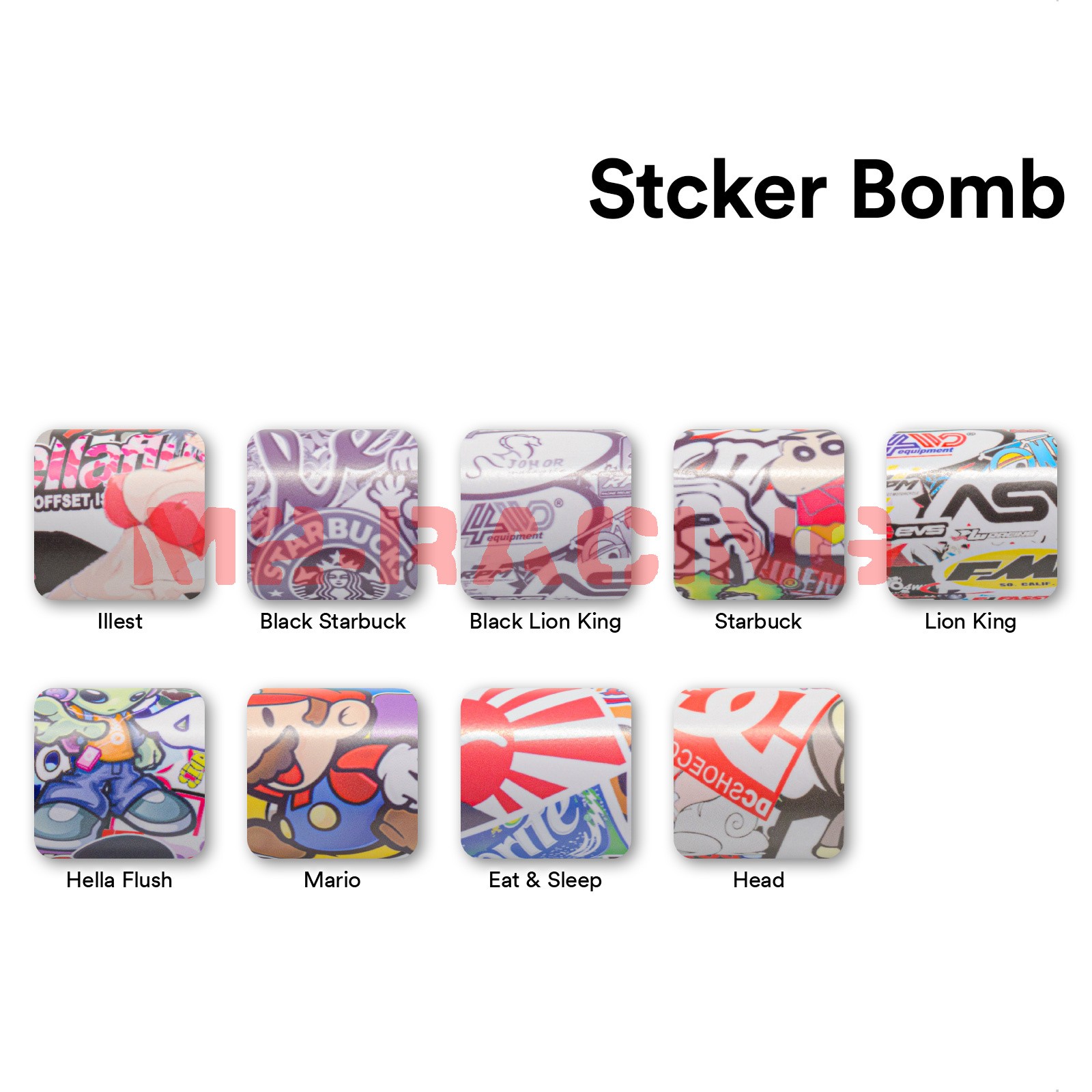 【Sticker Bomb】 Vinyl Wrap Decal Film Graffiti Cartoon Anime JDM USDM Sheet DIY
