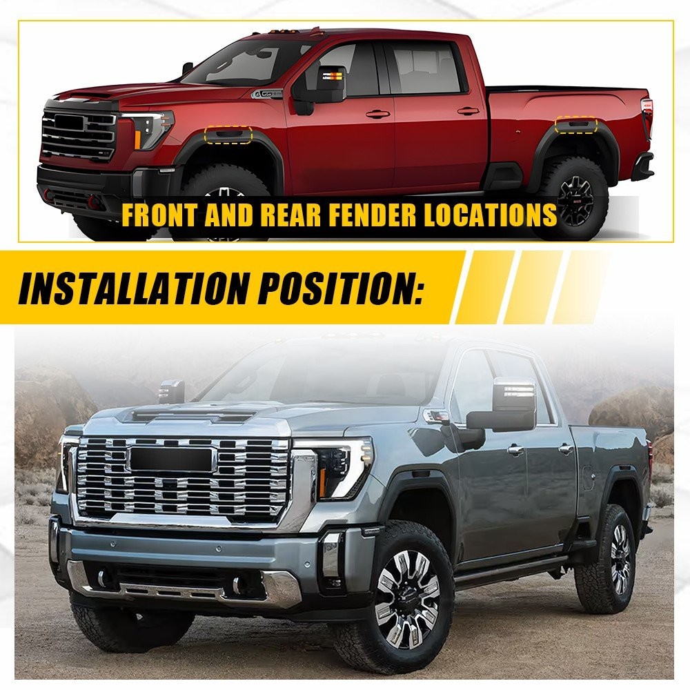 Smoked Vinyl Side Marker Covers For 2024 25 GMC Sierra HD 2500 3500 Precut 4-20X