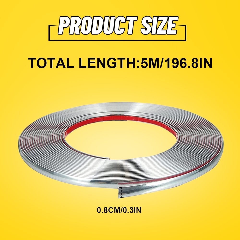 5M 16.4Ft Car Edge Door Window Guard Chrome Molding Trim Protector Strip Tape