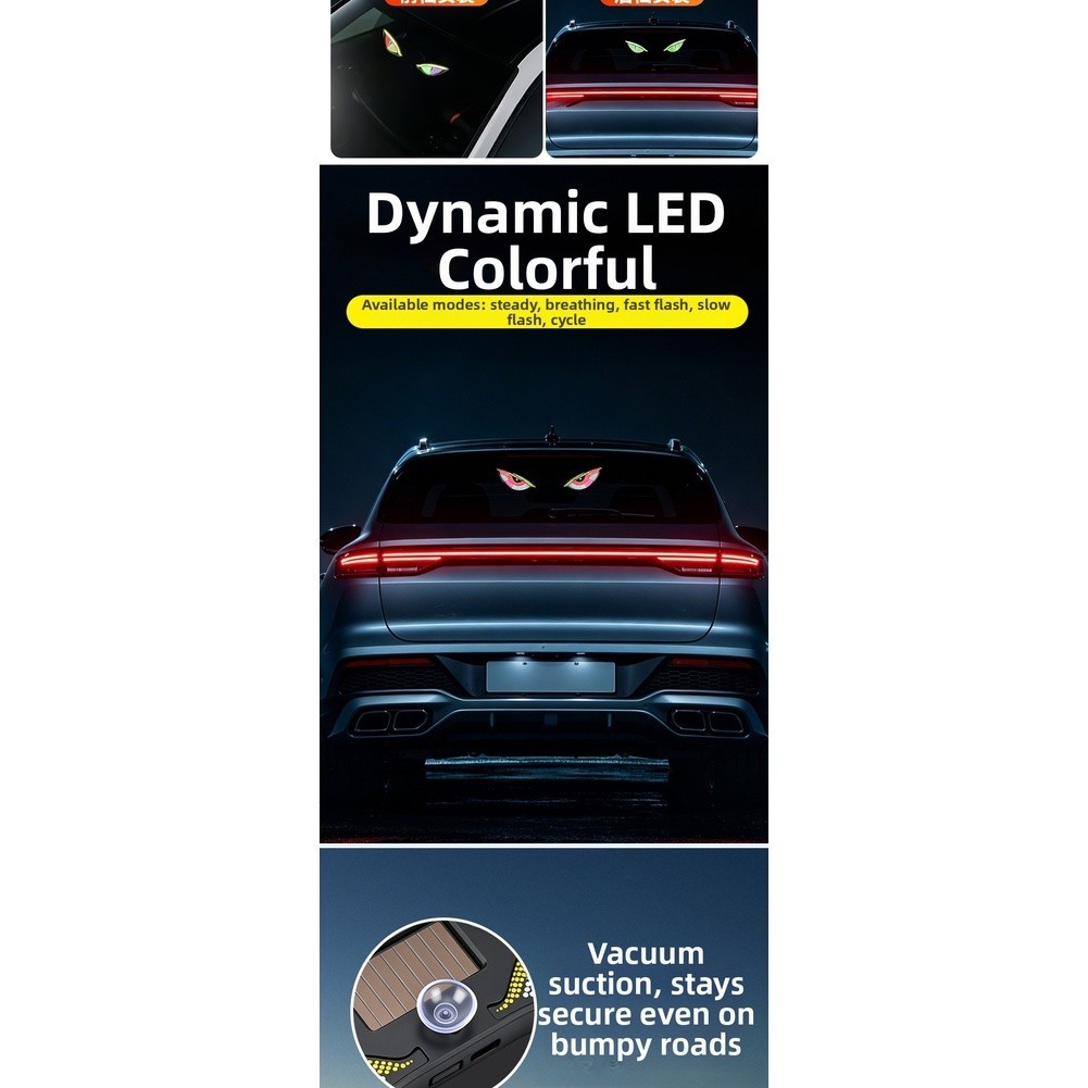 LED Triangle Window Light for Vehicle Rear Solar Powered Suction Mount