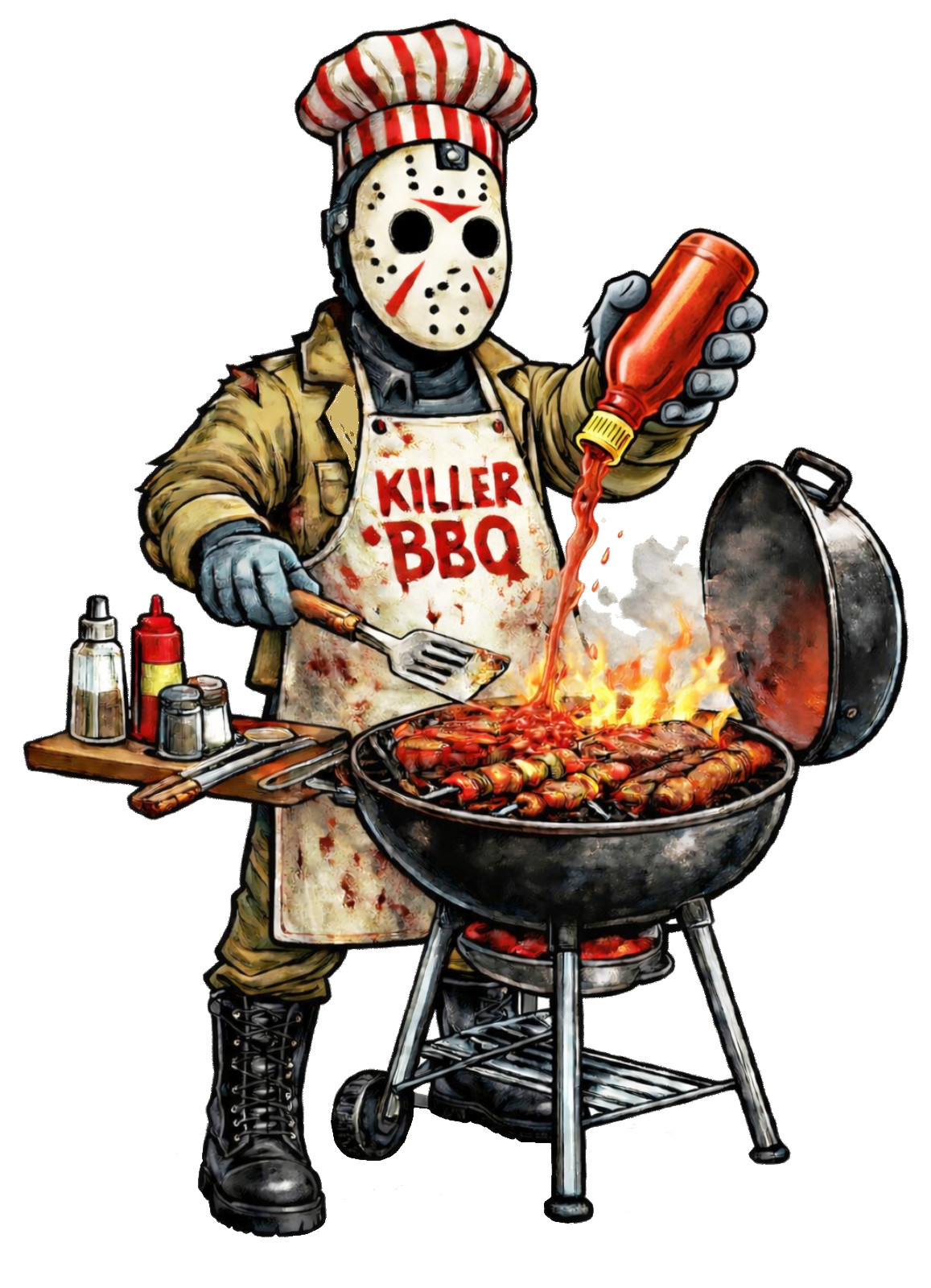 Crystal Lake BBQ Grill Master Sticker Horror Masked Chef Funny Vinyl Decal