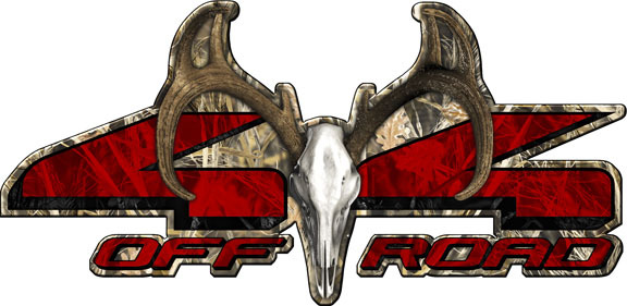 4×4 buck skull tallgrass obliteration camouflage truck decal sticker set