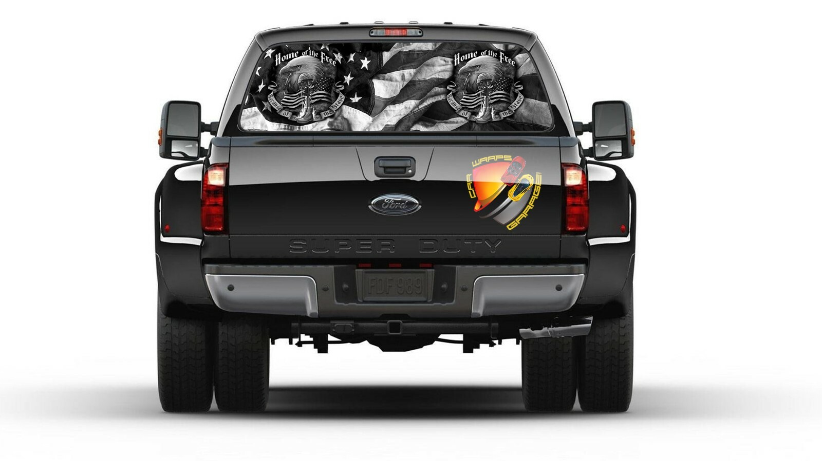 American Flag Black and White Veteran Rear Window Graphic Perforated Decal Vinyl
