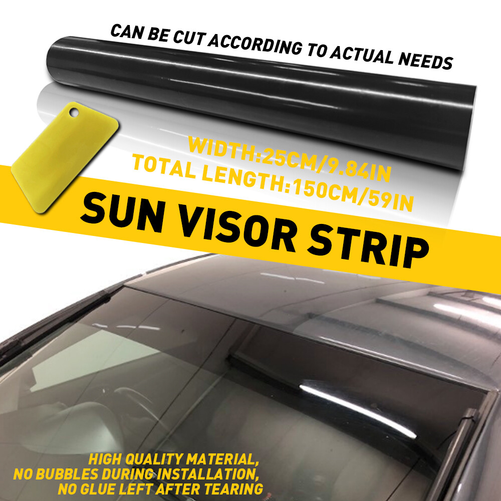 Sun Visor Strip Windshield Banner Vinyl Long Lasting Premium Blank Decal Black