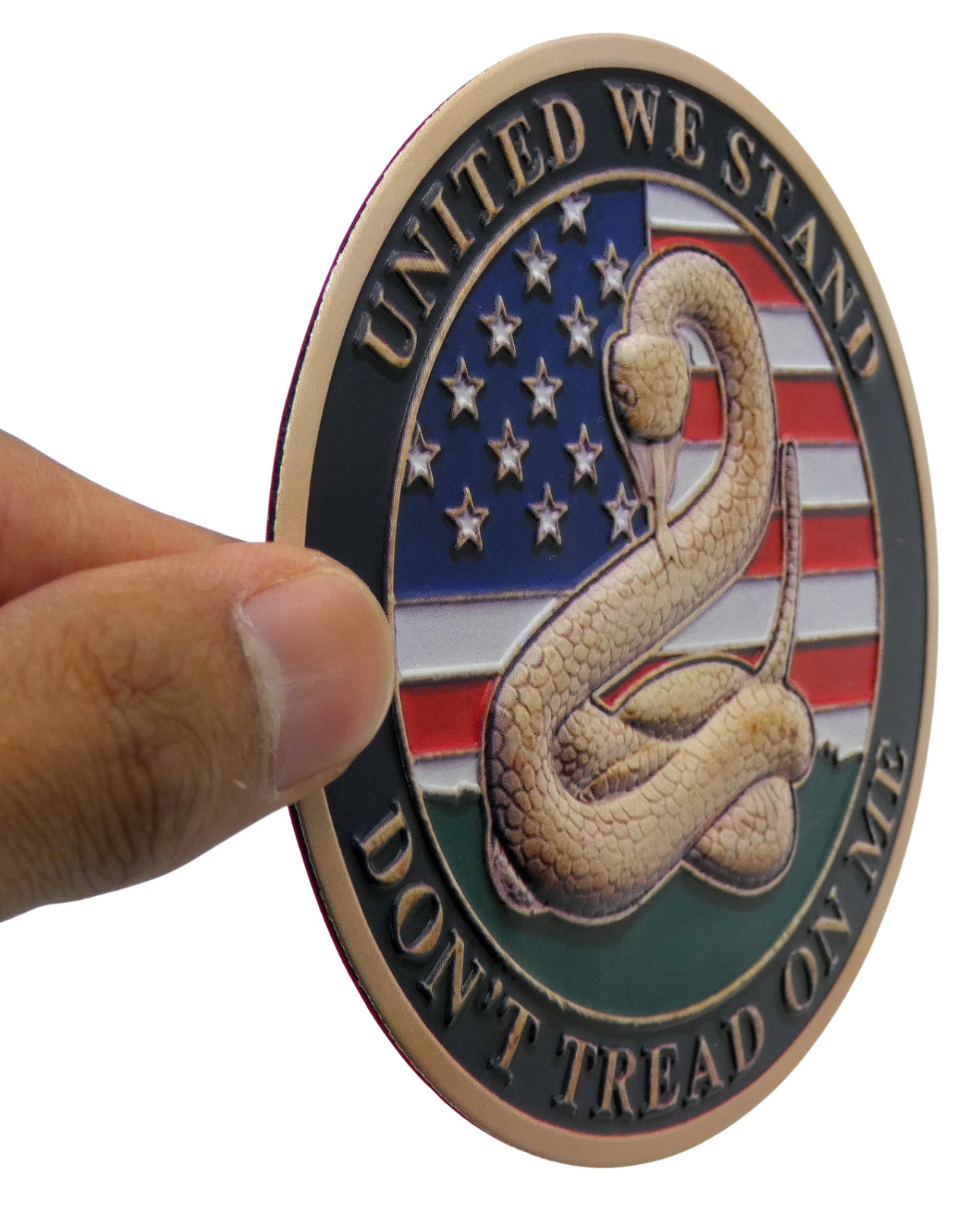 ALUMINUM Don’t Thread On Me Decal Sticker -Patriotic, Army, Veteran 3.5″