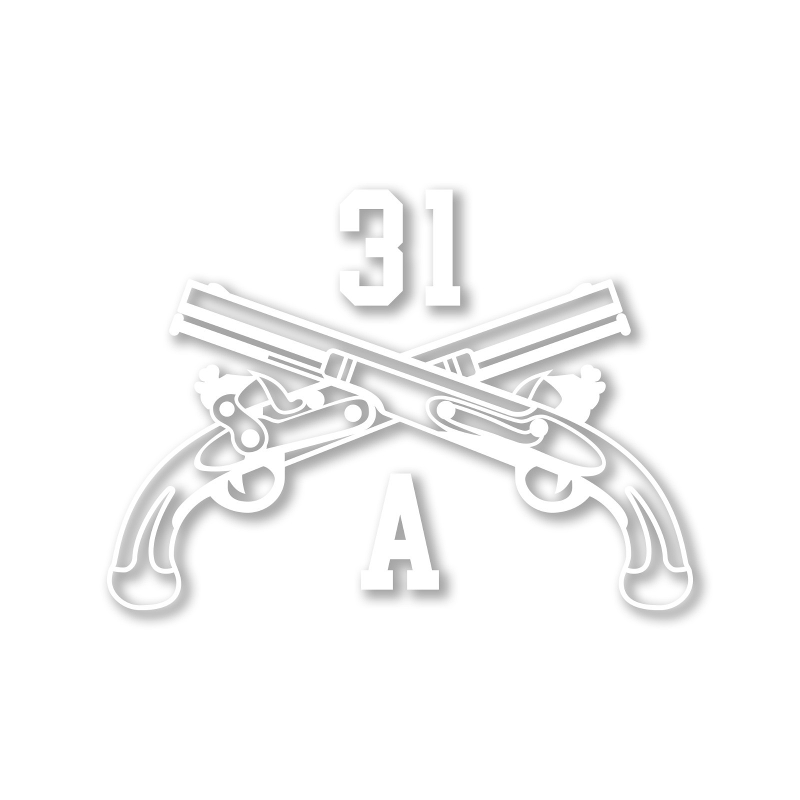 Army MOS 31A Military Police Officer MP Crossed Pistols Insignia Decal 3″ x 5.5″