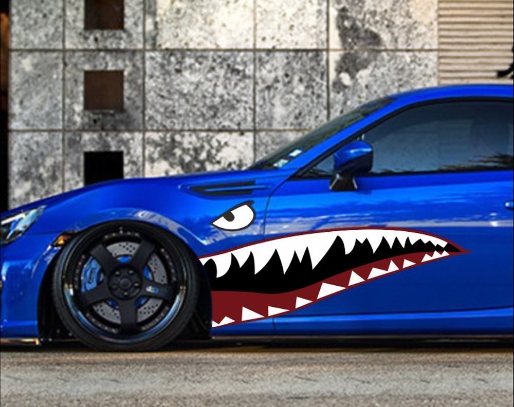 Complete Set 60″ Full Size Shark Mouth w/ Eye Die-Cut Vinyl Decals For Car Truck