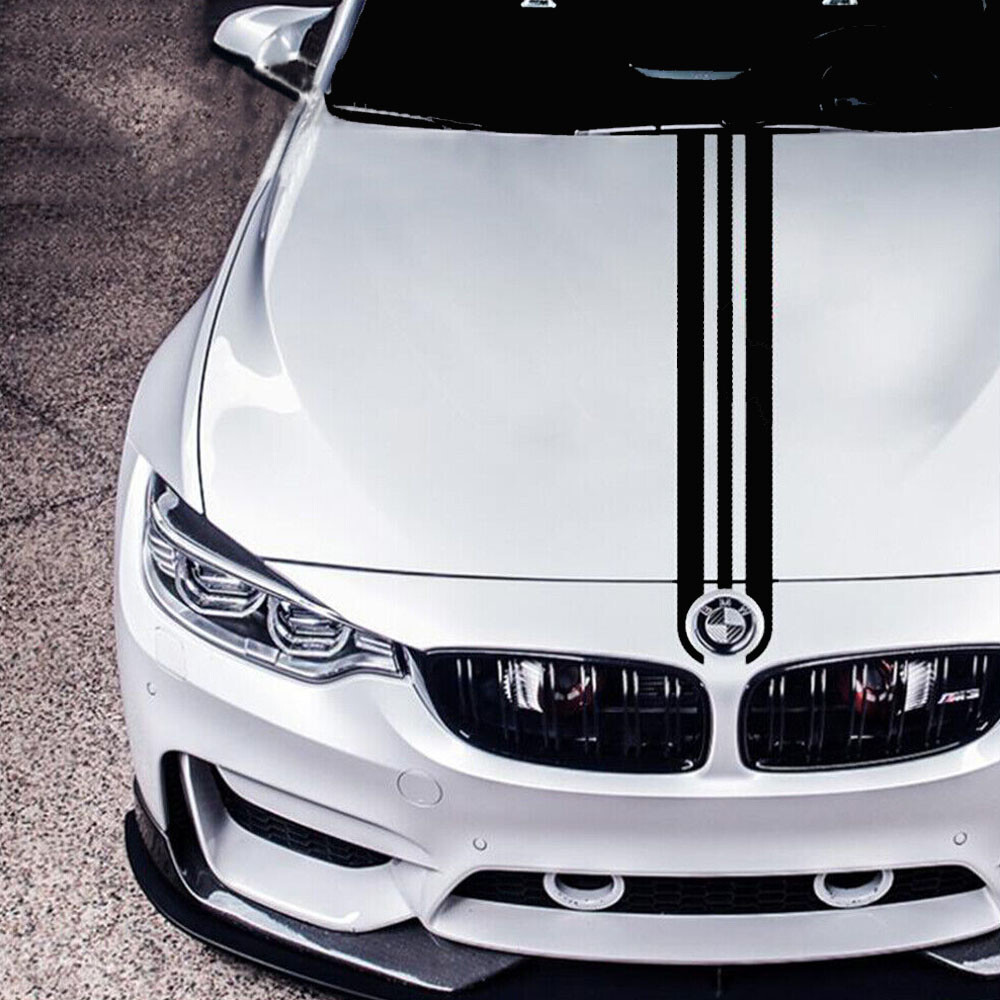 For BMW 1 3 4 5 X3 X5 X6 M3 M4 M5 M6 Black Bumper Bonnet Rear Trunk Decals 2Pcs