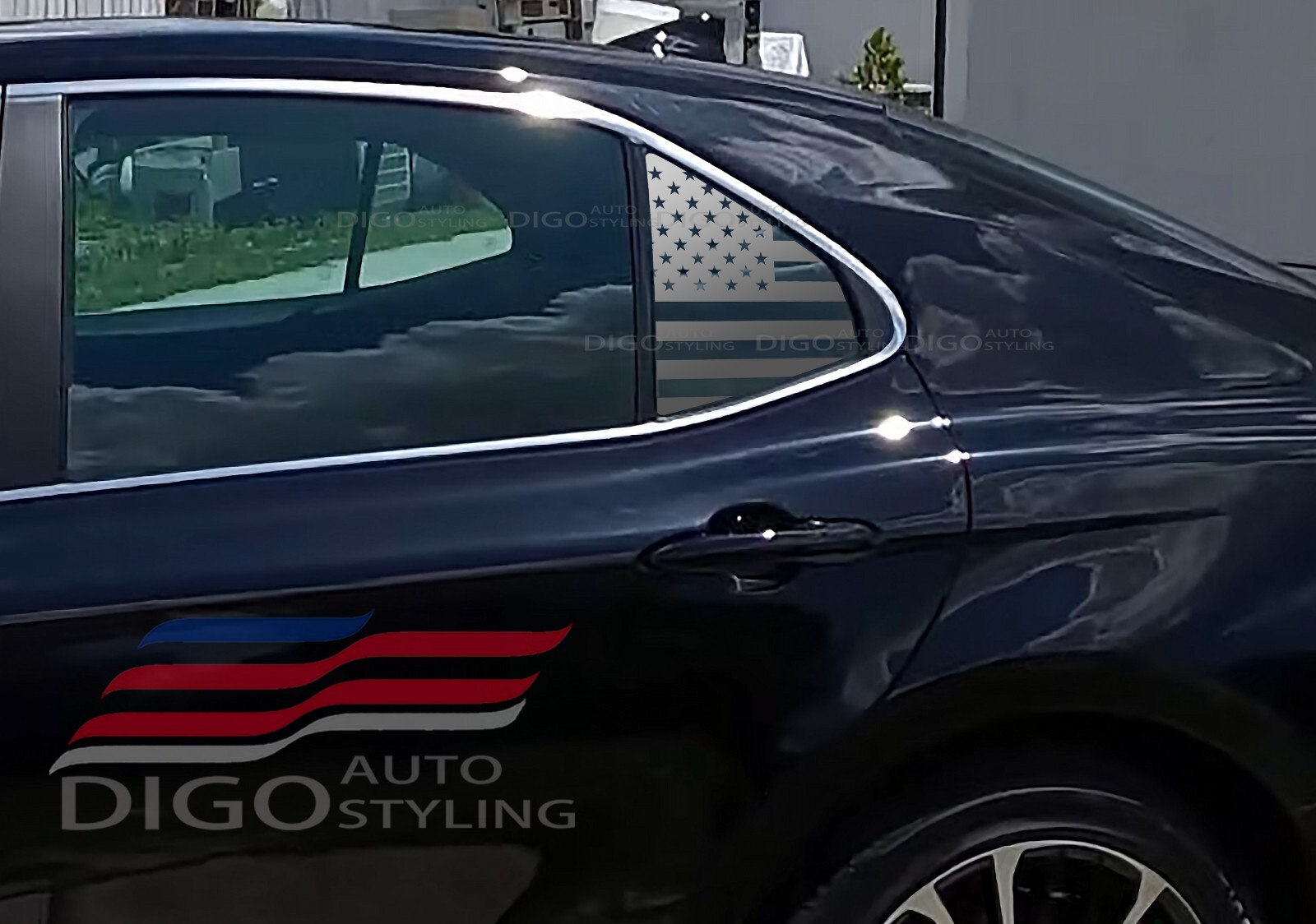 Fits 2018-2023 Toyota Camry USA Flag Decals sticker for Rear window Matt black