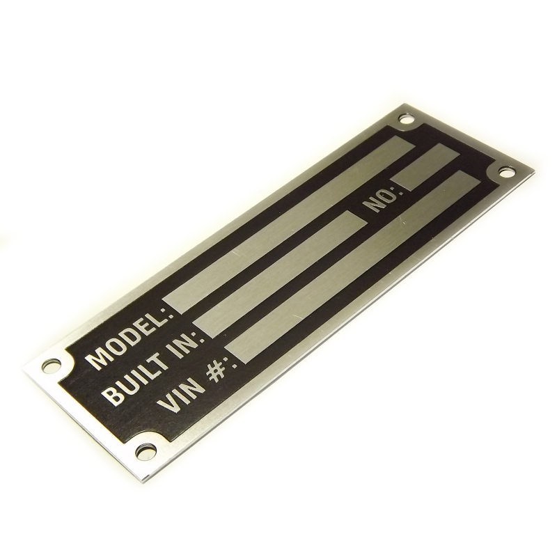Anodized Aluminium universal custom manufacturer etched vin name plate