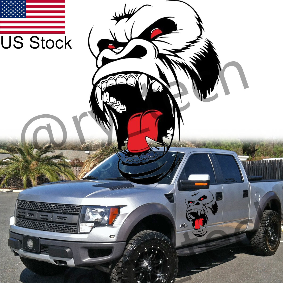 Horror Ape Beast Totem Graphic Sticker Car Side Body Hood Fender Decal For Truck