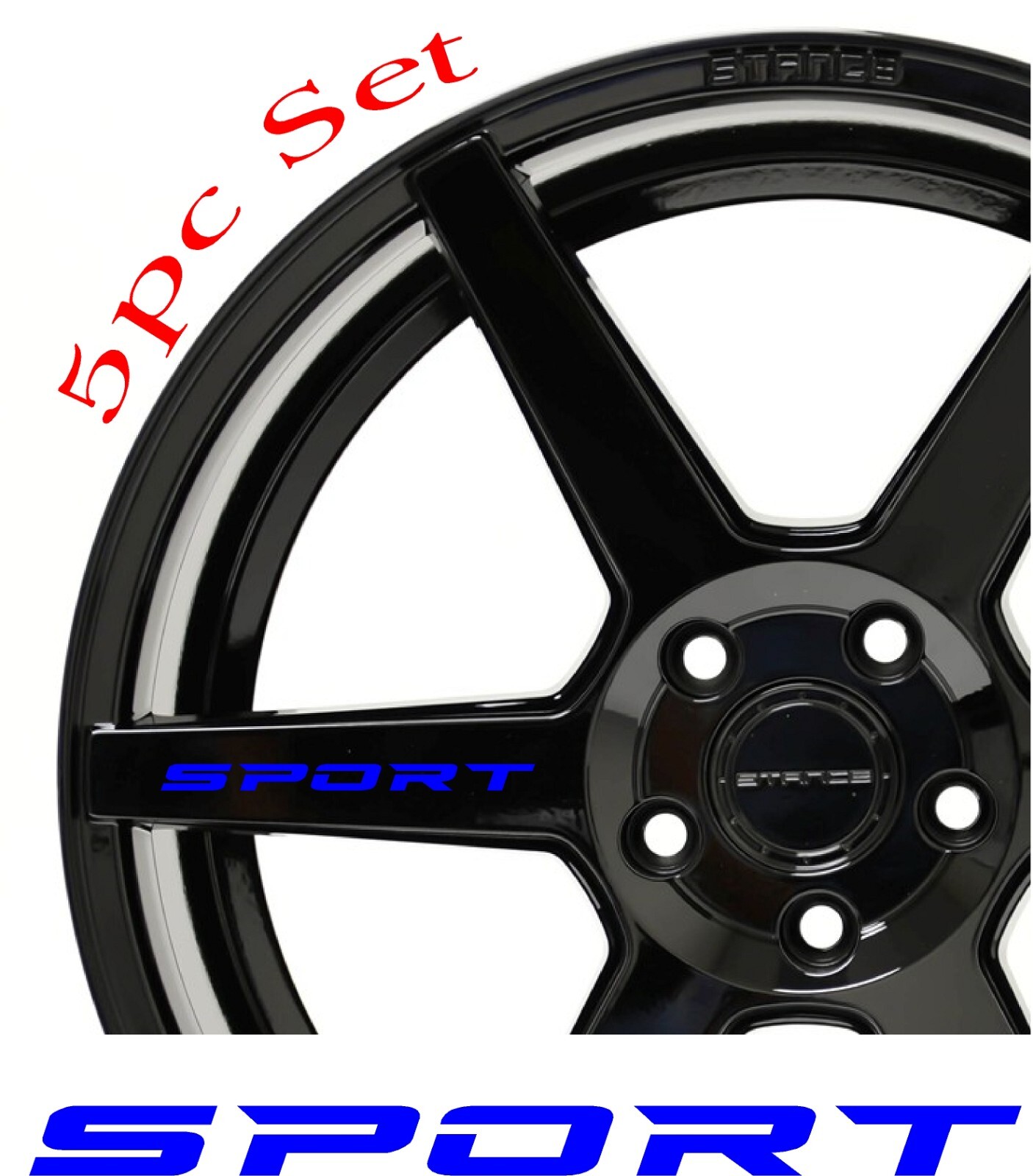 SPORT Decal Sticker Wheels Rims Racing Sport car Sticker Emblem logo 5pcs