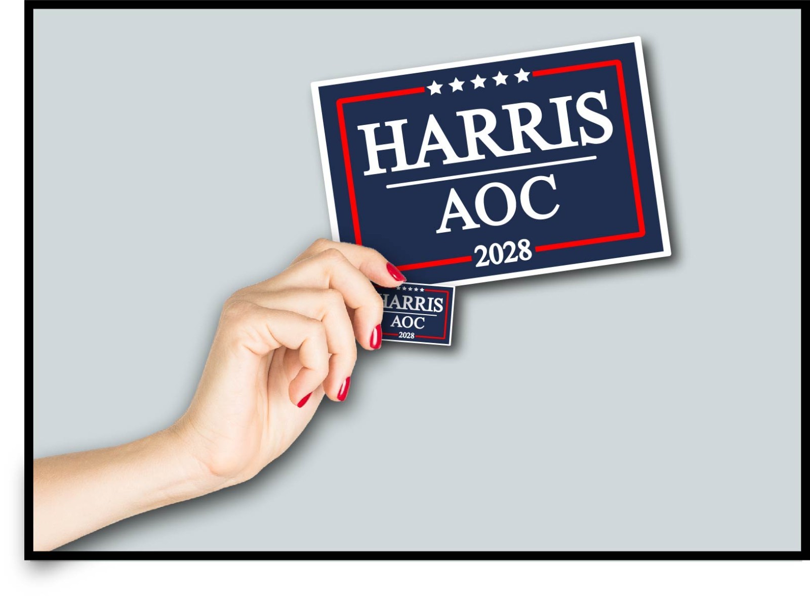 Harris AOC 2028 Decal Sticker Kamala Political Anti MAGA Trump Democrat Vote Blu
