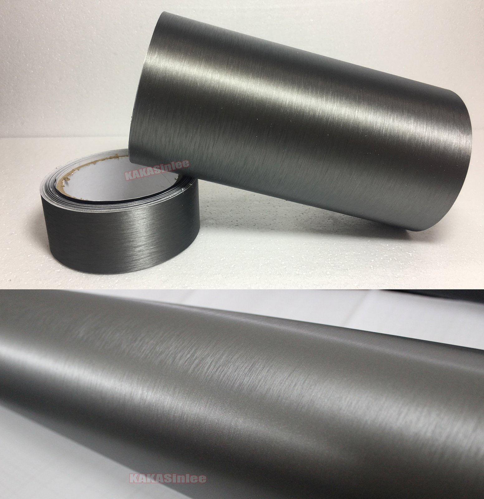 Grey Car House Wall Metal PVC Brushed ALUMINUM Vinyl Wrap Sticker Tape Strips