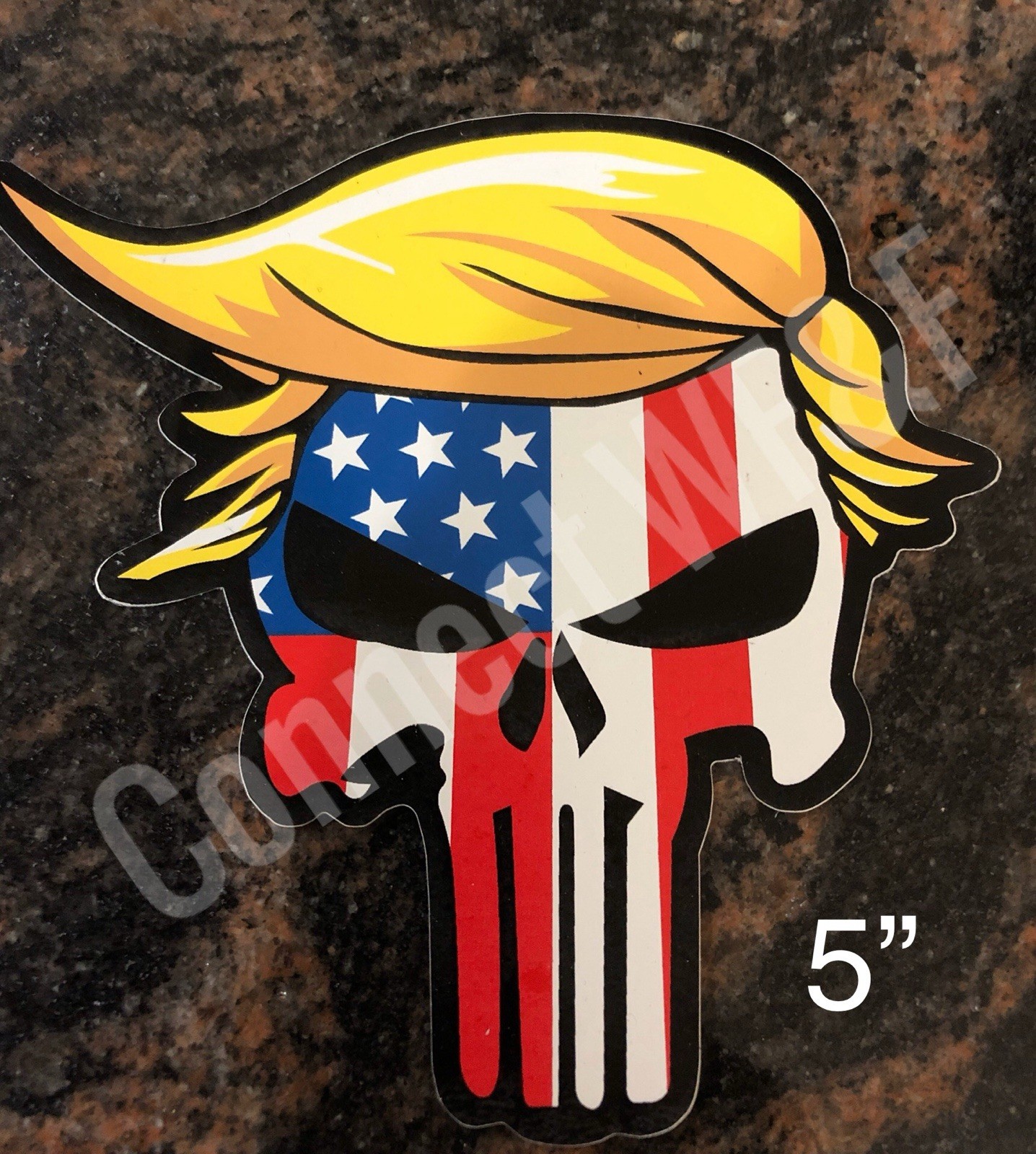 (50)Donald Trump Stickers 2024 Hair Skull Punisher 5” Die Cut Bumper Window Flag