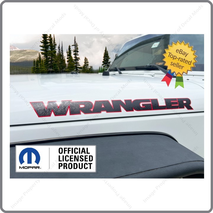 (2x) Jeep WRANGLER JK Hood Decals Stickers 3D Topo Map RED Black UV1A8
