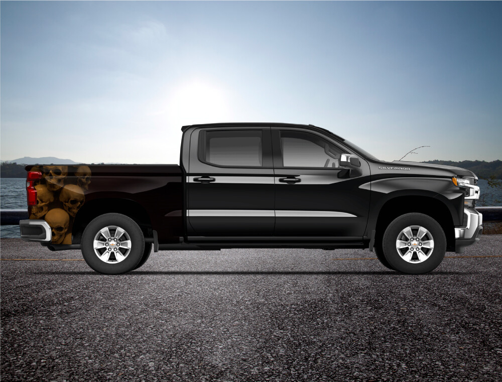 Gold Skulls Pile Truck Wrap Vinyl Bed Side Graphic Decal Tailgate DS PS 80×40″