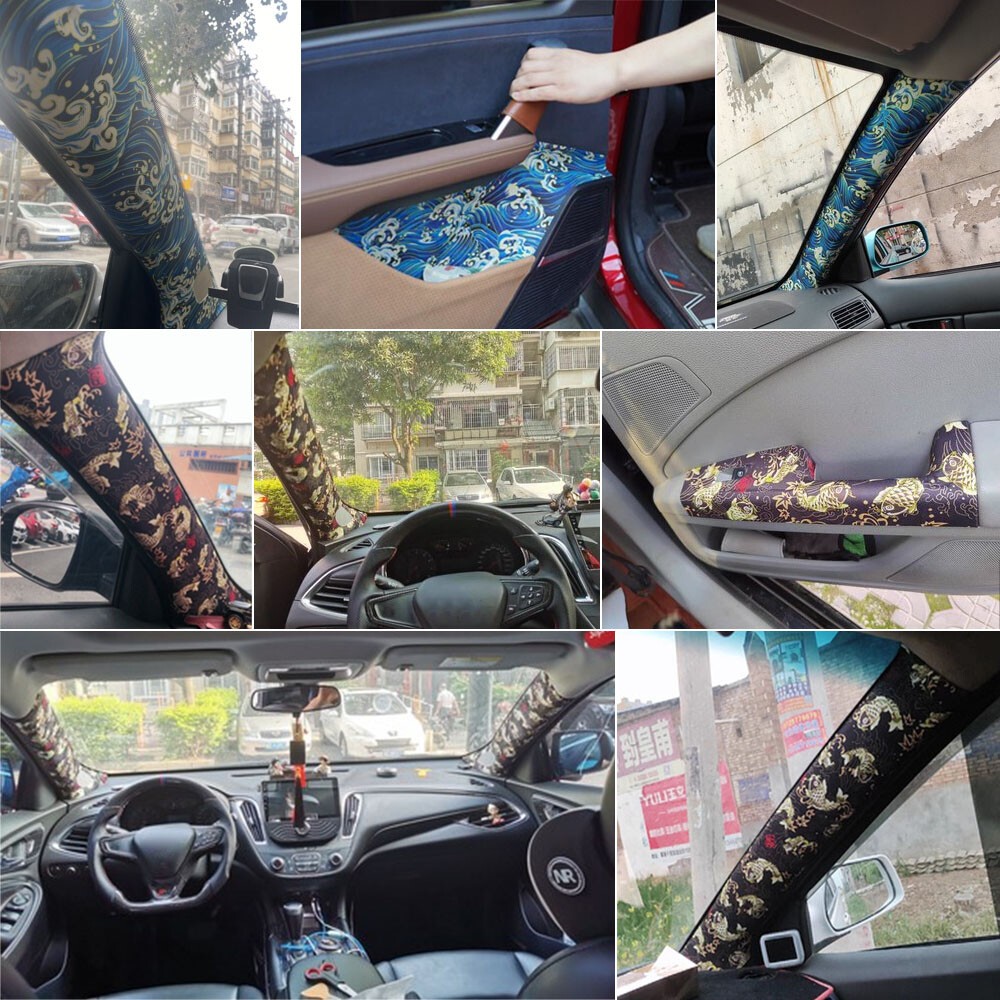 Cloth Fabric JDM Japanese Style Pattern Car Interior Wrap Stickers DIY 130x50CM
