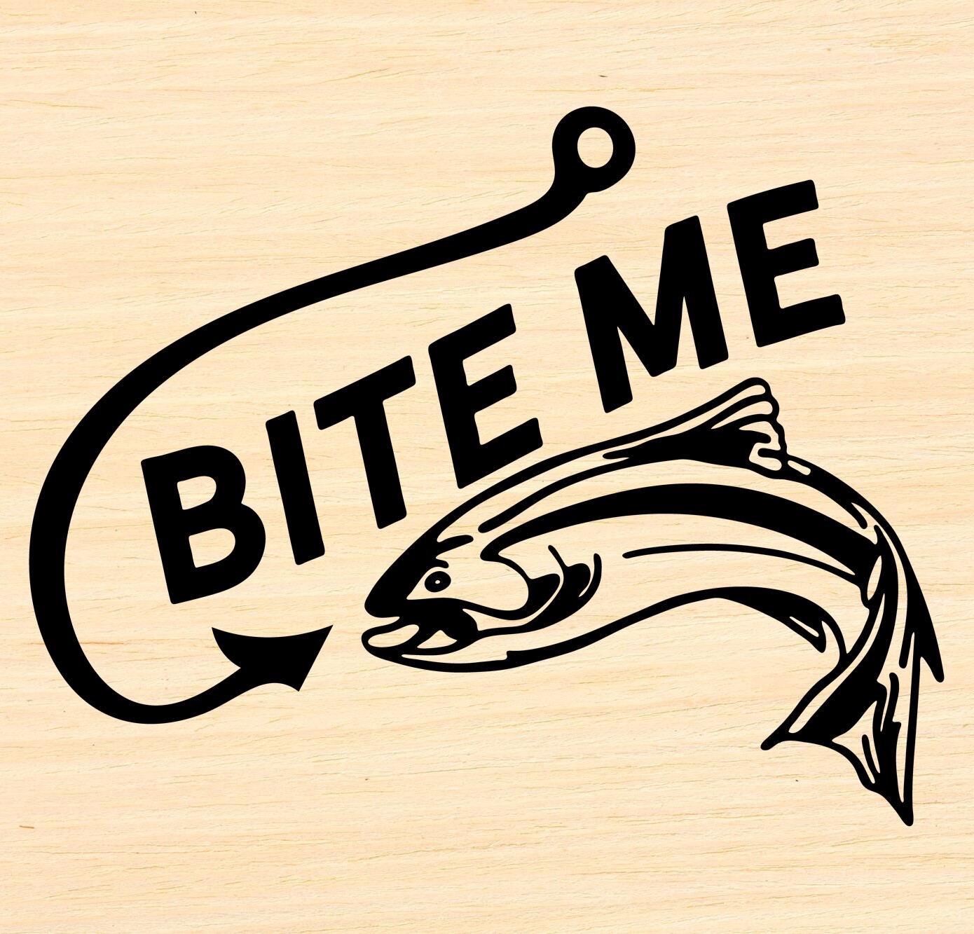 Vinyl Decal Car Signs Sticker – You Pick Size & Color – Fishing Hook Bite Me