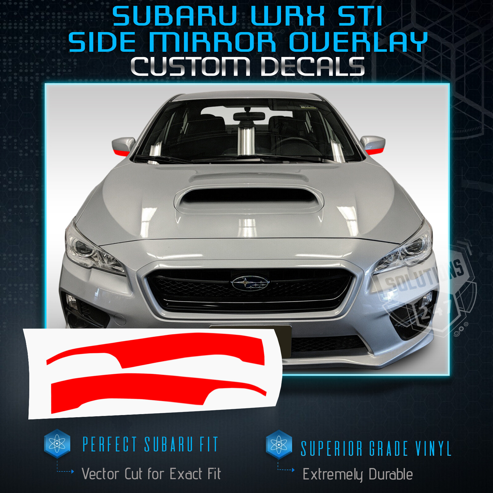 For 2015-2020 Subaru WRX STi Side Mirrors Vinyl Trim Overlay – Glossy Matte