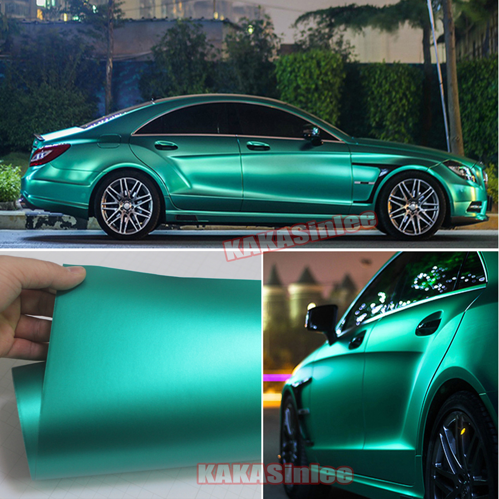 50FT x 5FT Whole Car Wrap Metallic Satin Matte Chrome Vinyl Sticker Lake Green F
