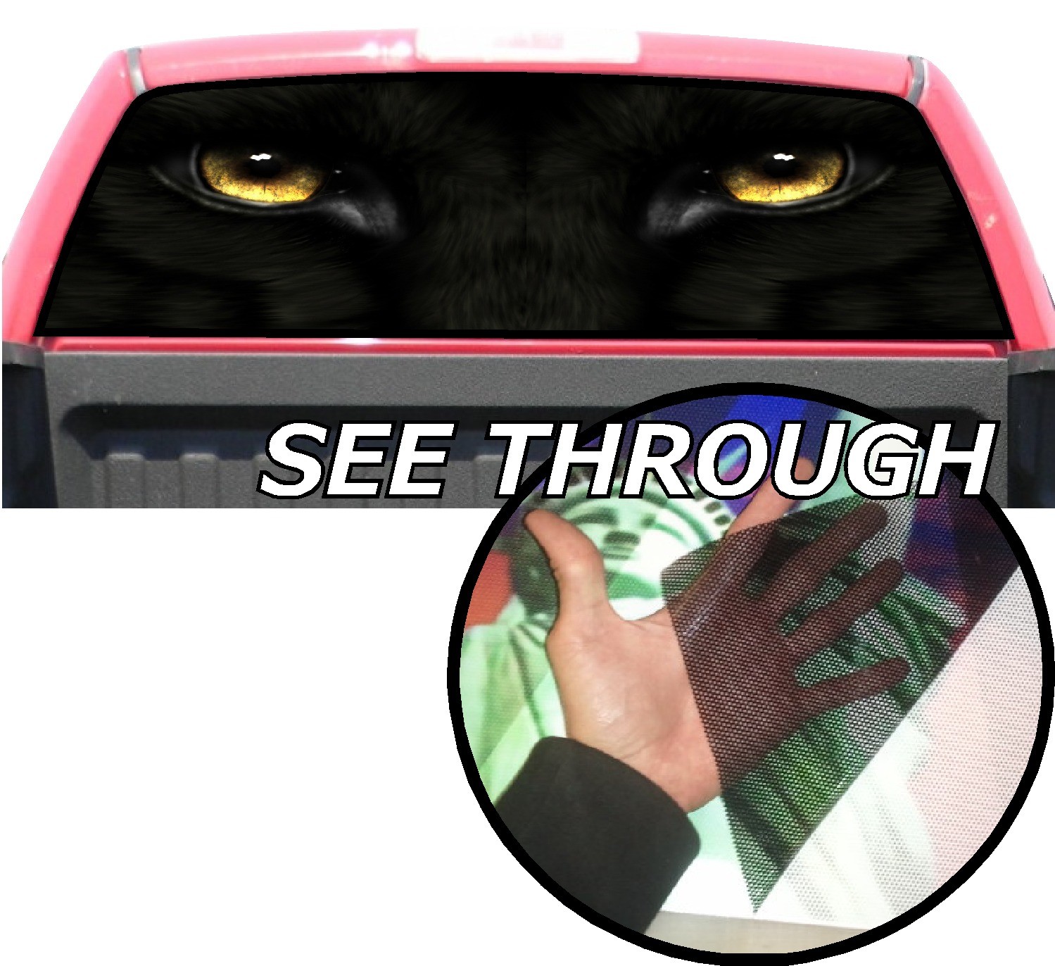 P202 Black Panther Rear Window Tint Graphic Decal Wrap Back Pickup Graphics
