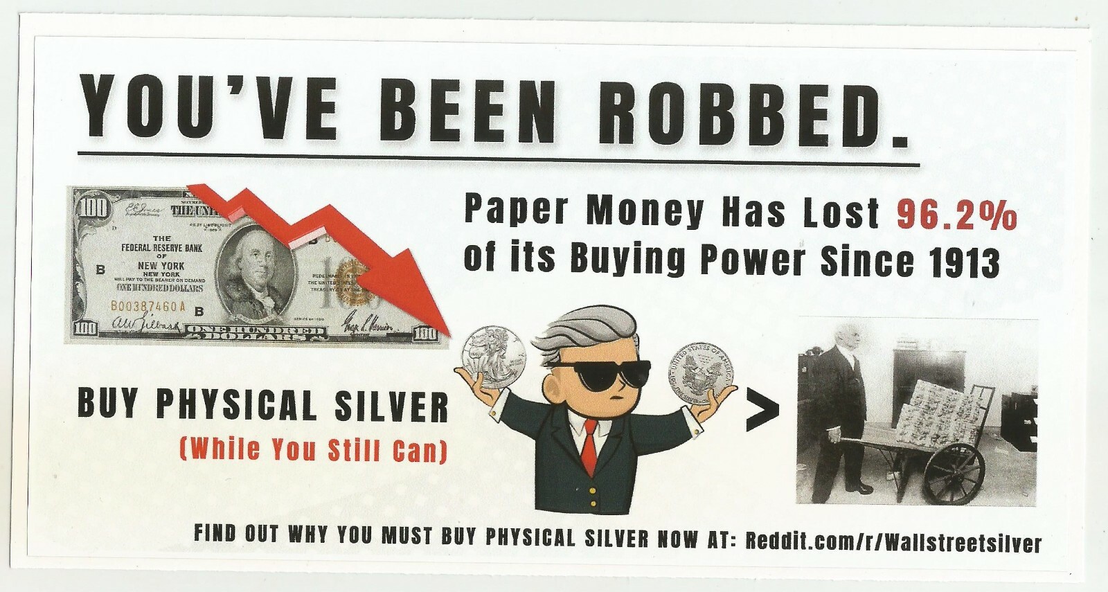 Wall Street Silver Multicolor Sticker 8 1/4″ x 4 1/4″ Type 3