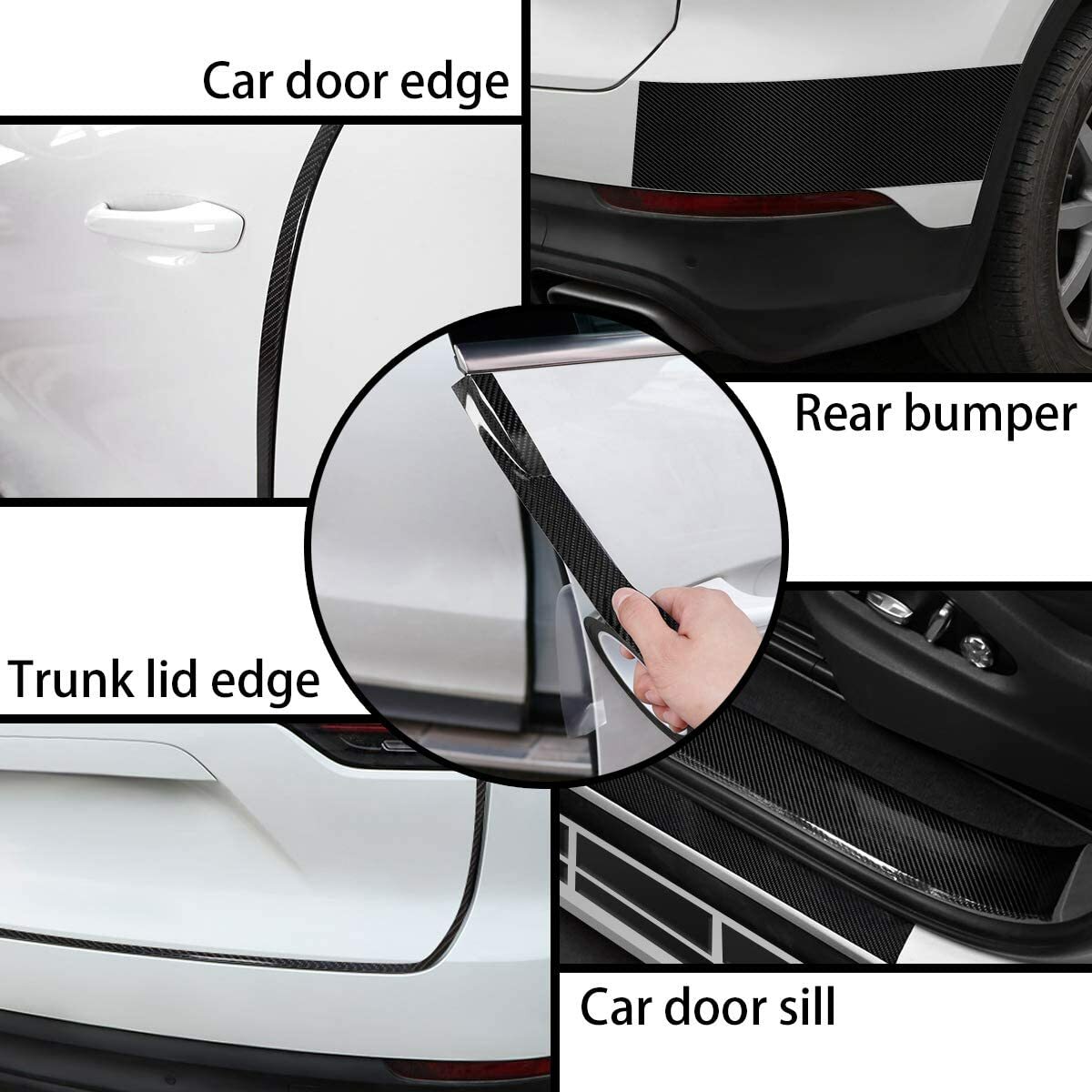 4x Carbon Fiber Car Door Edge Entry Guards Protectors Plate Sill Scuff Stickers