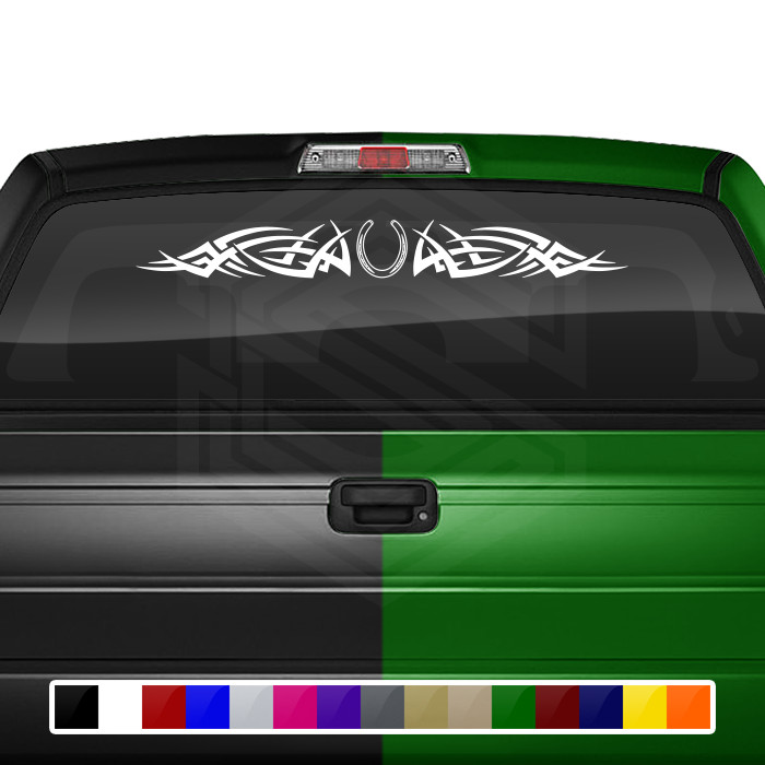 105-01 HORSESHOE Windshield Decal Window Sticker Vinyl Graphic Design Trailer