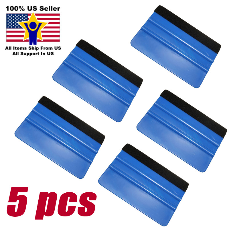 5 PCS Plastic Felt Edge Squeegee Car Vinyl Wrap Application Tool Scraper Decal