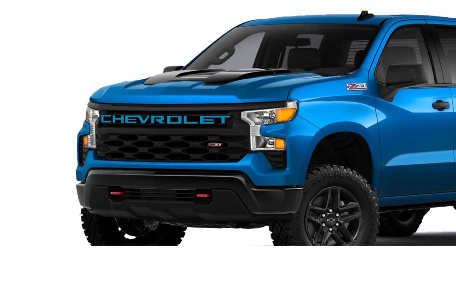 2022 23 24 Chevy Silverado Trail Boss Grille Letter Decal Kit GLACIER BLUE