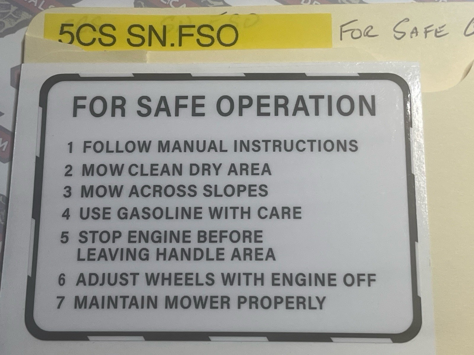 Snapper Steel Deck Mower Warning Decals Reproduction Engine Decals Multi Choice