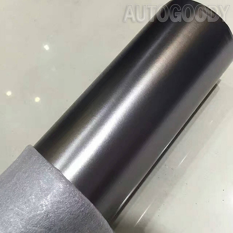 12″ x 60″ Satin Matte Chrome Metallic Dark Gray Vinyl Film Wrap Air Bubble Free